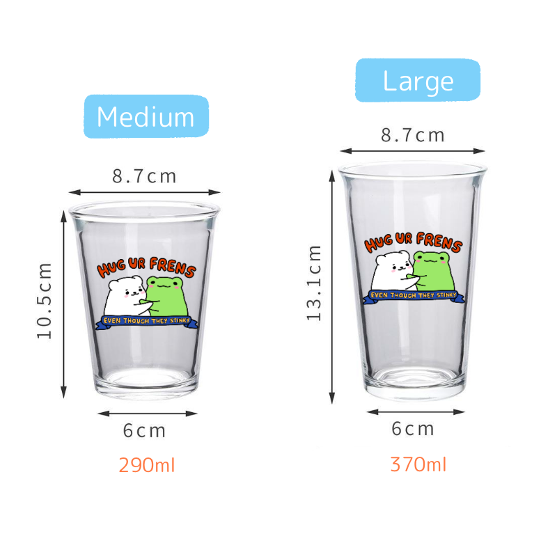 Hug Your Frens Glass Cup