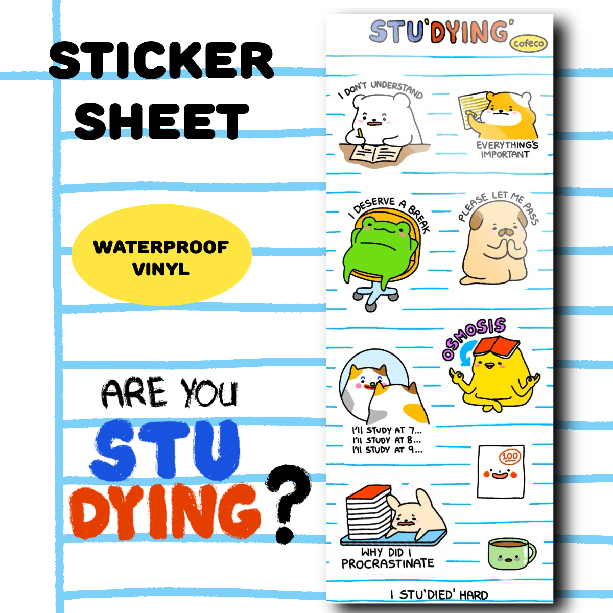 Stu”dying” Sticker Sheet