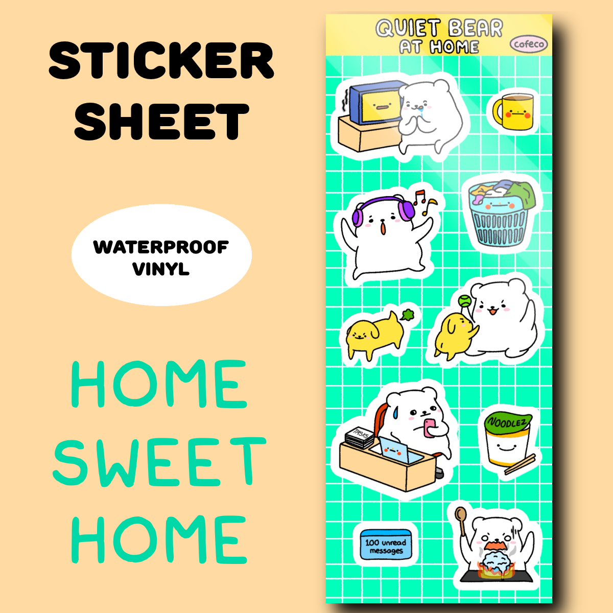 Quiet Bear At Home Sticker Sheet