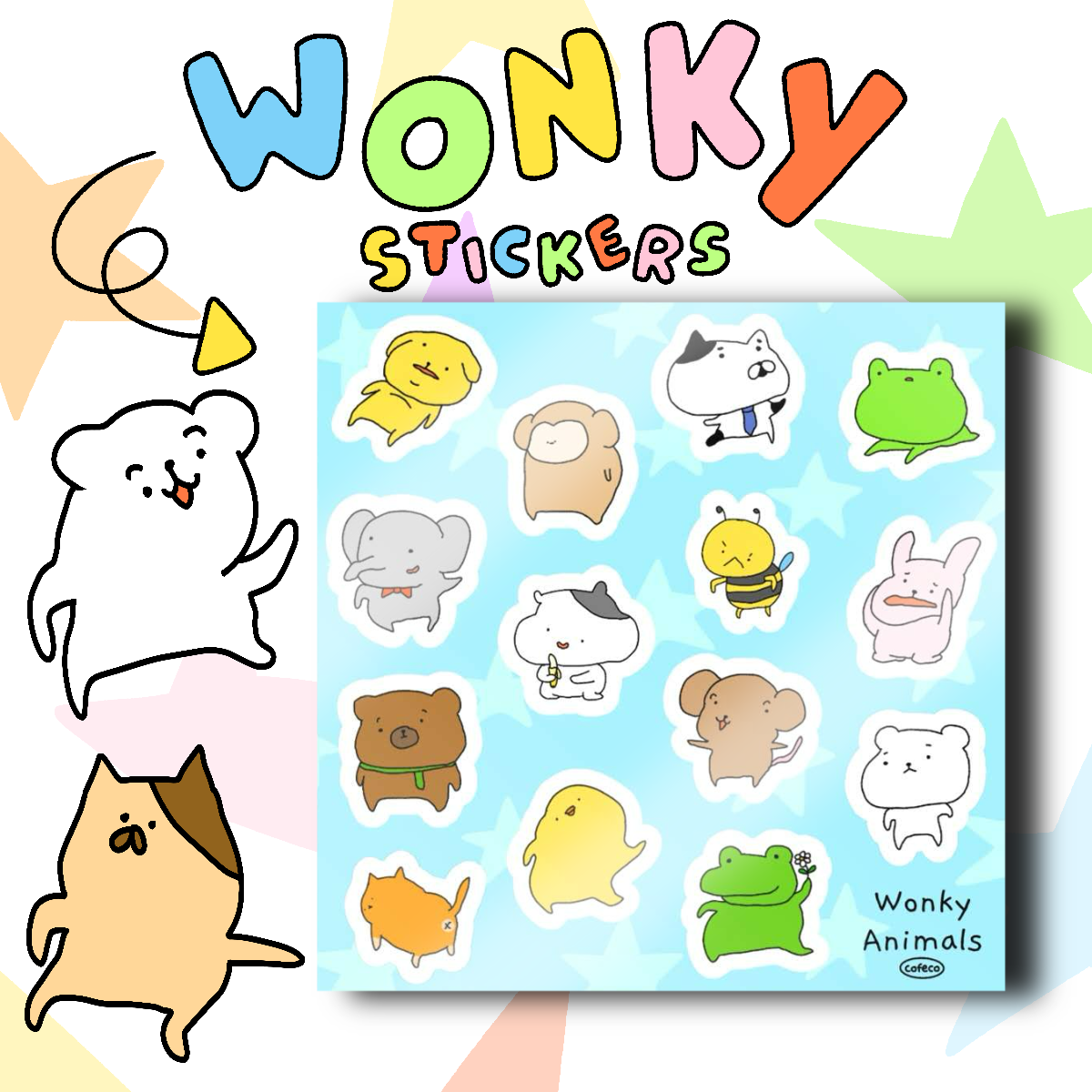 Wonky Animals Sticker Sheet