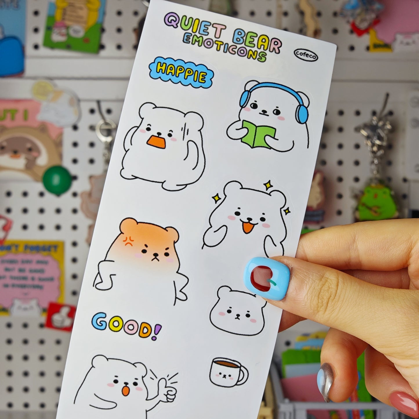 Quiet Bear Emoticons Sticker Sheet