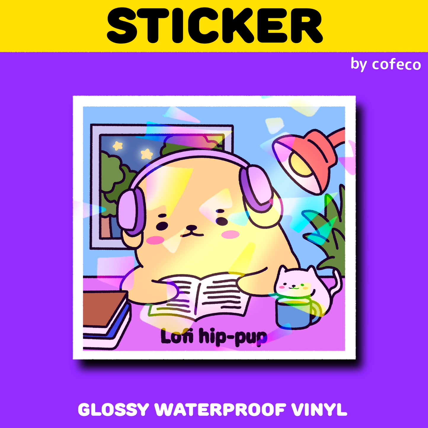 Lofi hip-pup Shimmer Sticker