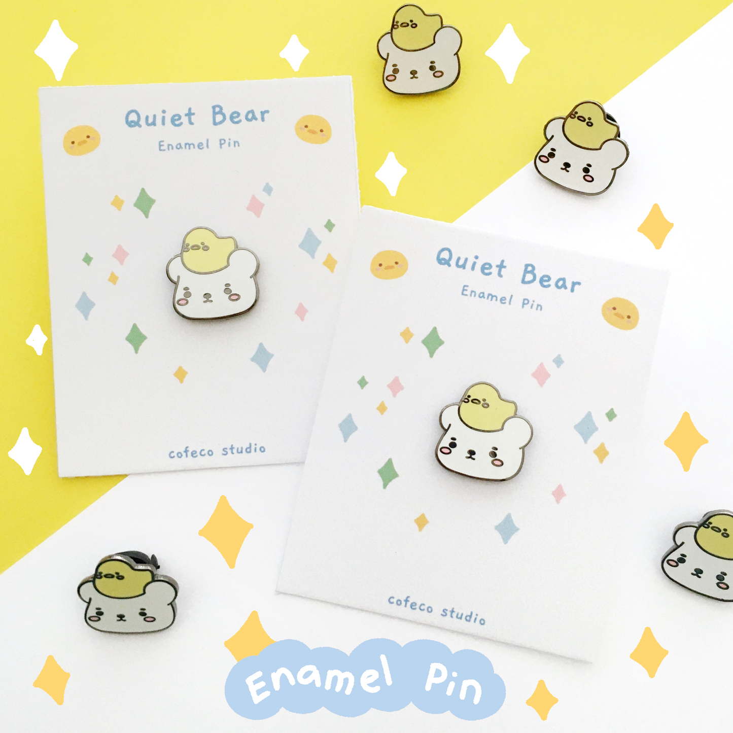 Quiet Bear Chicken Hat Enamel Pin