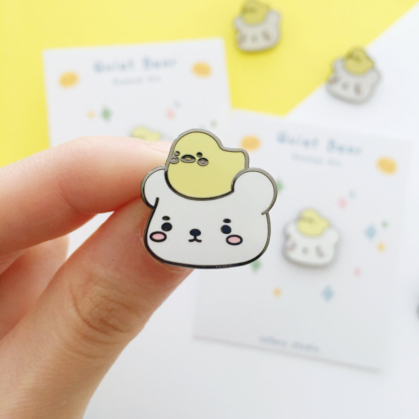 Quiet Bear Chicken Hat Enamel Pin