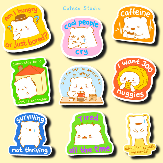 Quiet Bear Stickers Collection 1