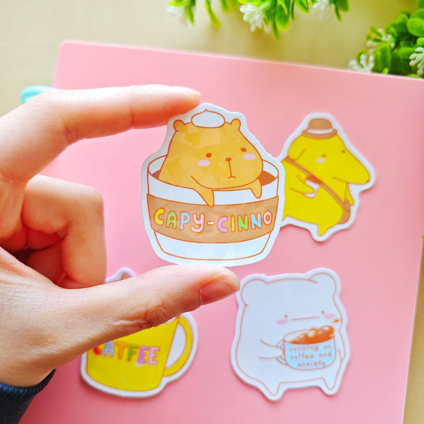 Coffee Animals Shimmer Stickers