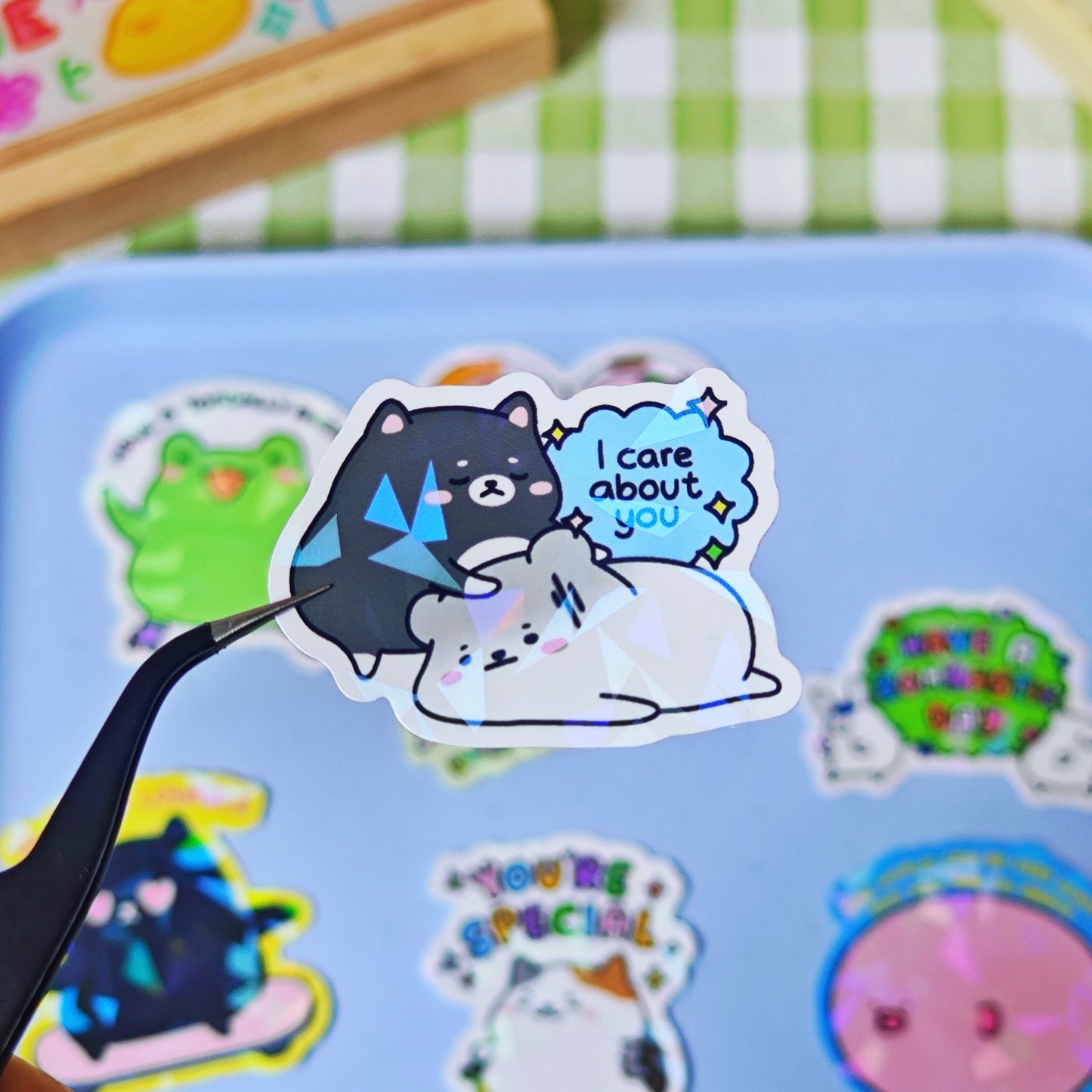 Wholesome Vibes Holographic Glass Effect Stickers