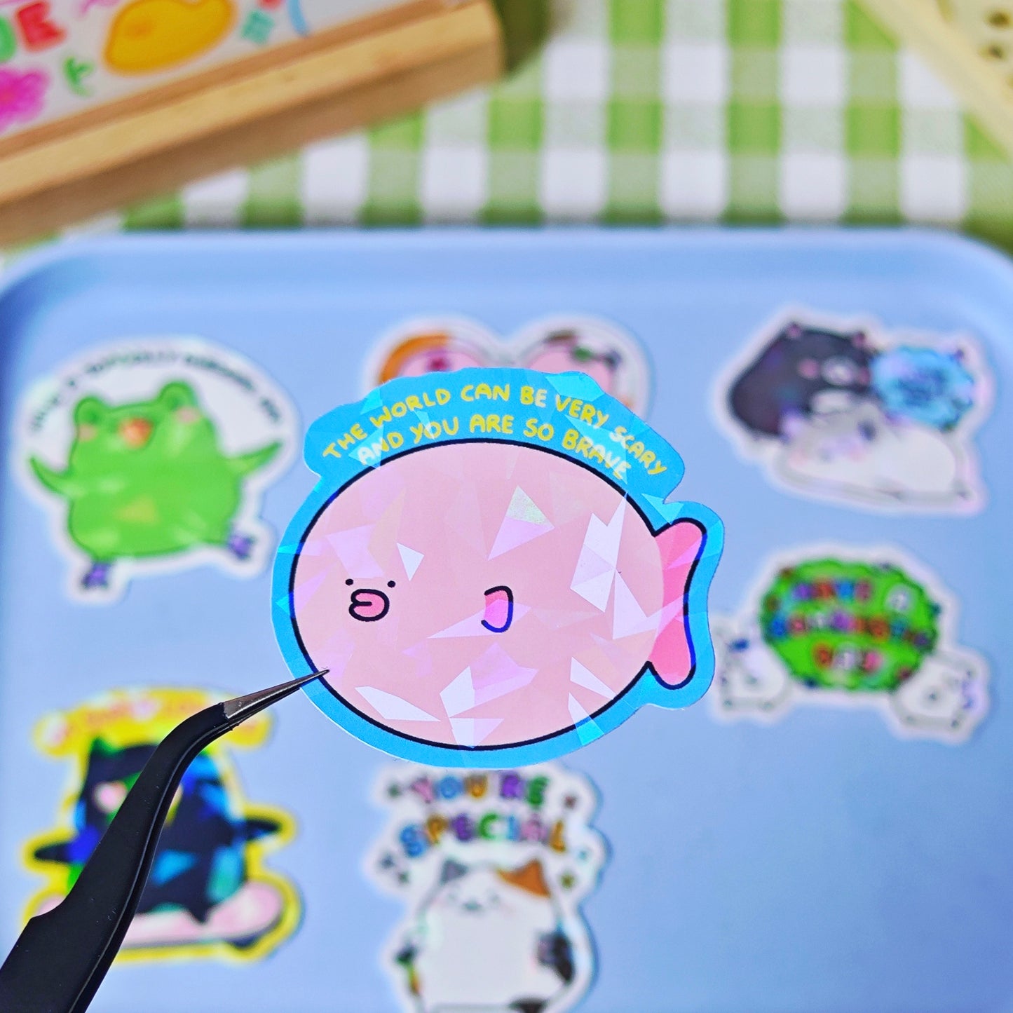 Wholesome Vibes Holographic Glass Effect Stickers