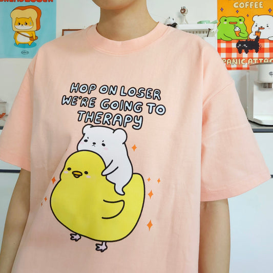 Hop On Loser, We’re Going To Therapy Apparel: Tshirt, Crewneck, Hoodie