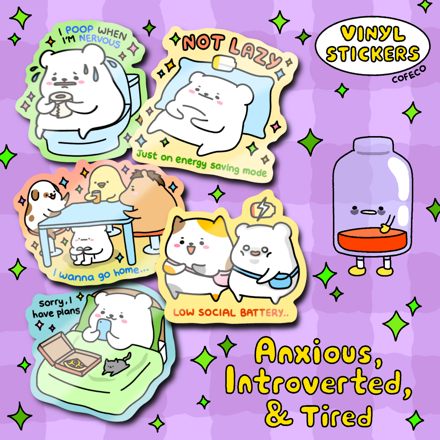 Anxious, Introverted, & Tired Stickers Collection