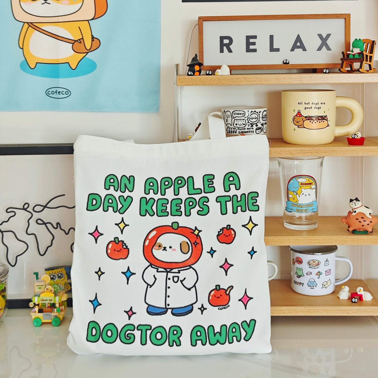 An Apple A Day Keeps The Dogtor Away Tote Bag