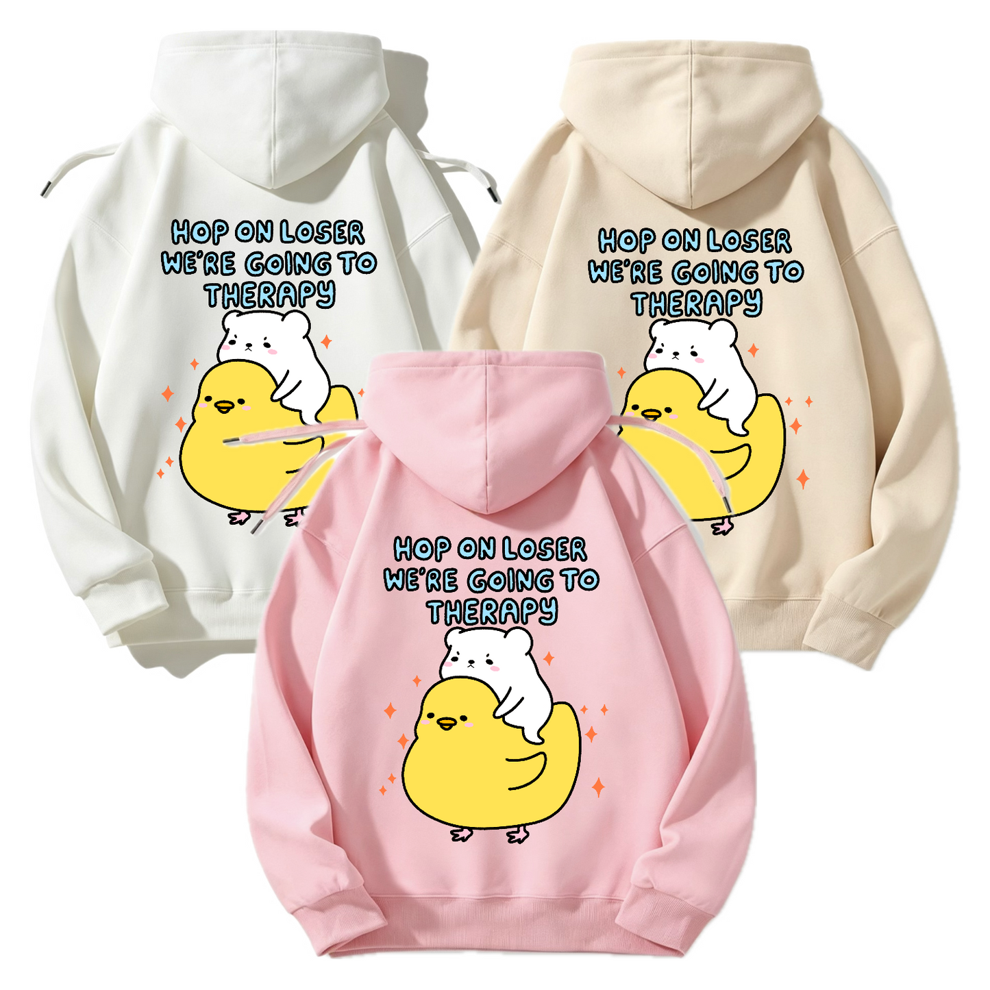 Hop On Loser, We’re Going To Therapy Apparel: Tshirt, Crewneck, Hoodie