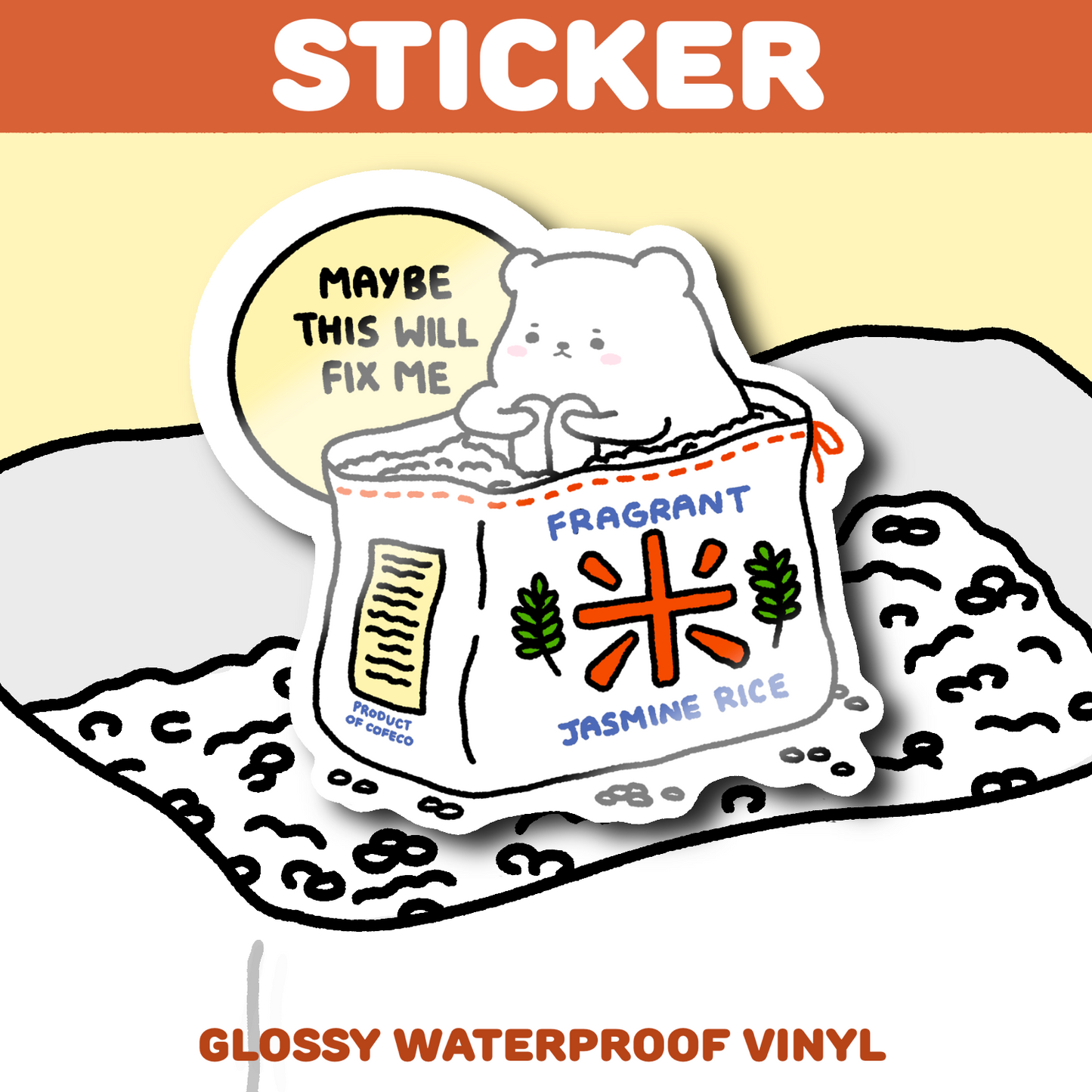 Rice Fixes Everything Sticker