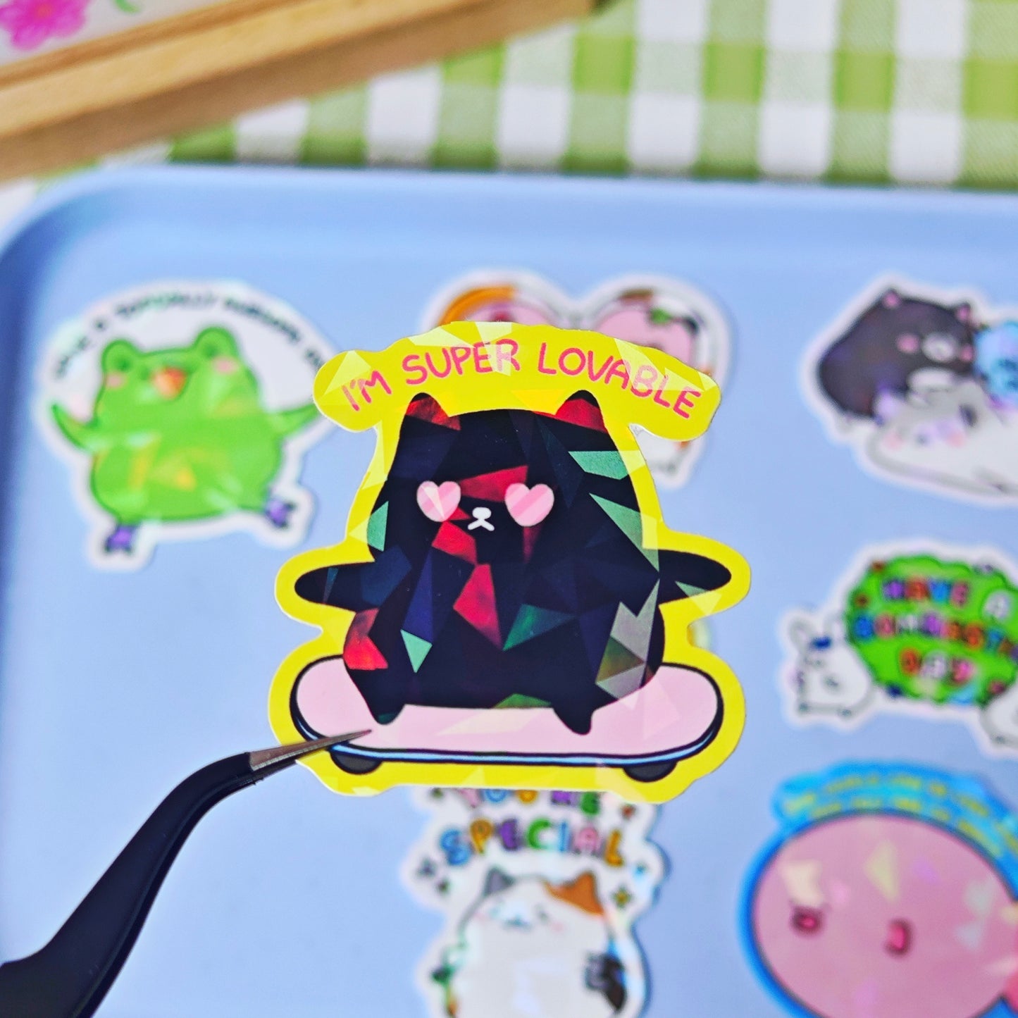 Wholesome Vibes Holographic Glass Effect Stickers