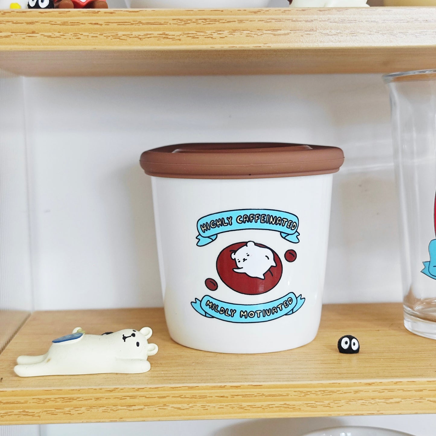 Highly Caffeinated Mildly Motivated Ceramic Mug w/ Lid