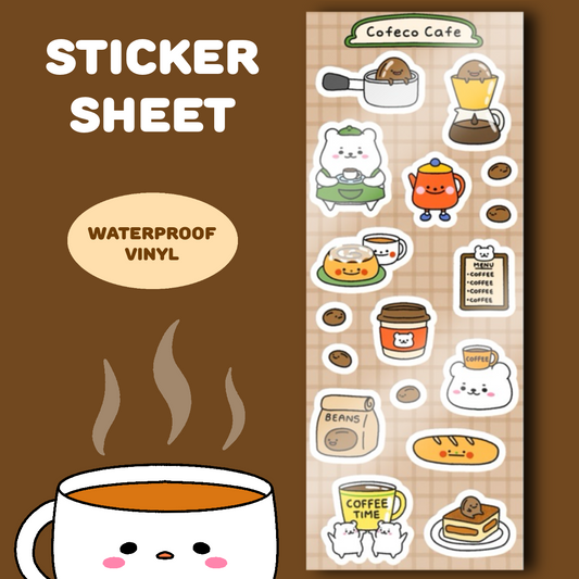Cofeco Cafe Coffee Shop Sticker Sheet