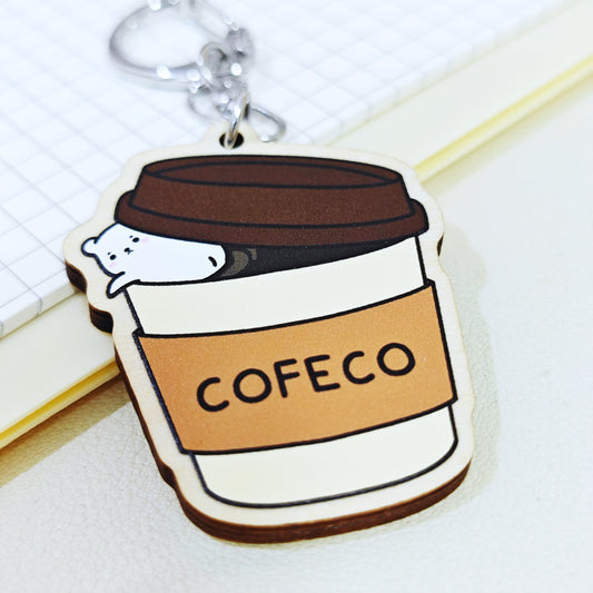 Cofeco Coffee Wood Keychain