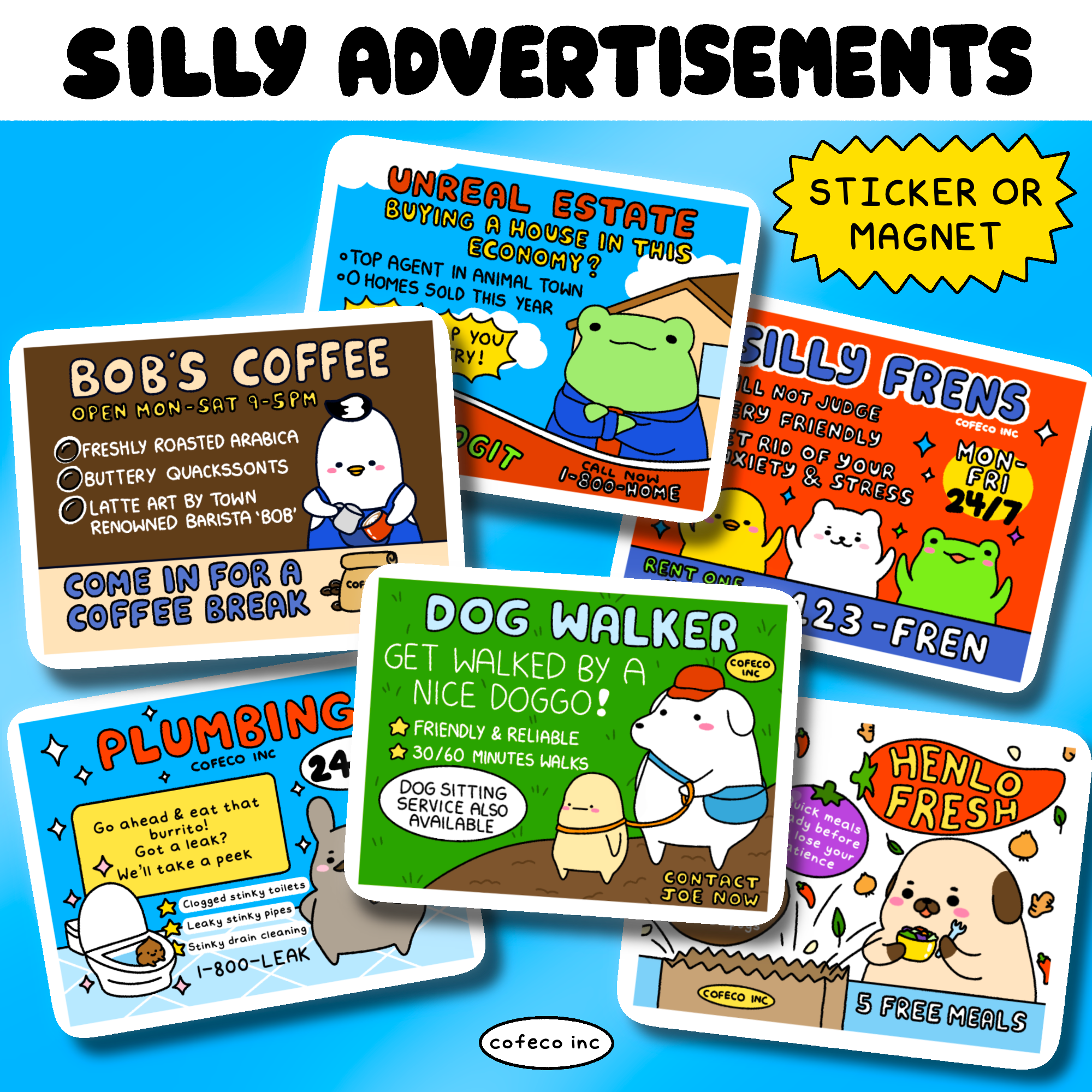 Silly Advertisement Sticker Magnets – Cofeco