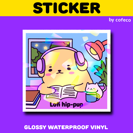 Lofi hip-pup Shimmer Sticker