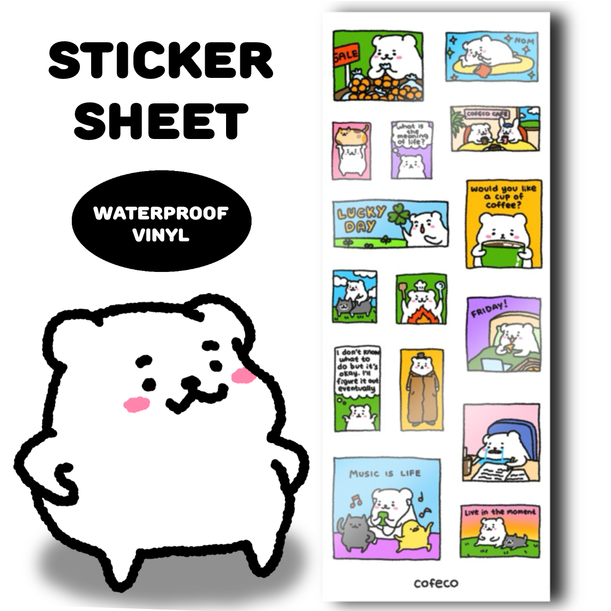 Quiet Bear Comics Sticker Sheet