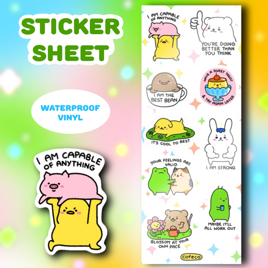 Motivational Animal Town Sticker Sheet